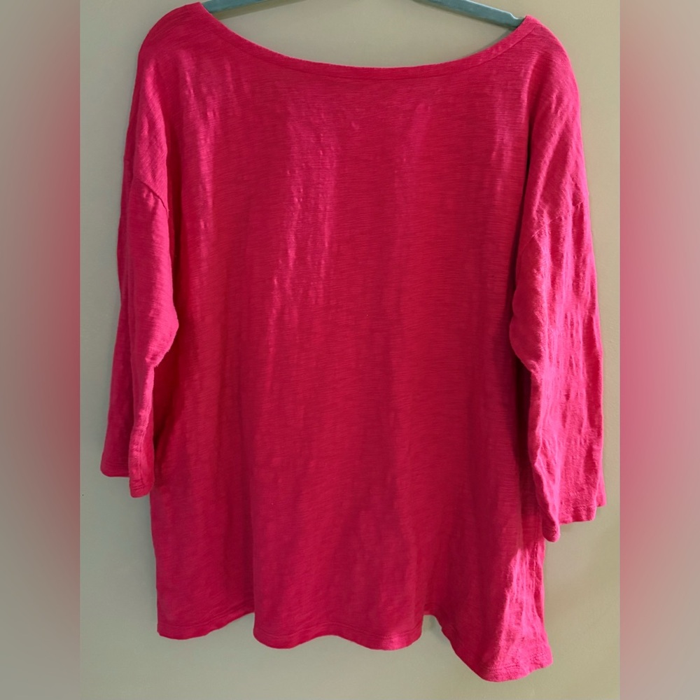Talbots 1X Raspberry Color, 3/4 Sleeve Top With Button Details on the Sleeves - Picture 3 of 3